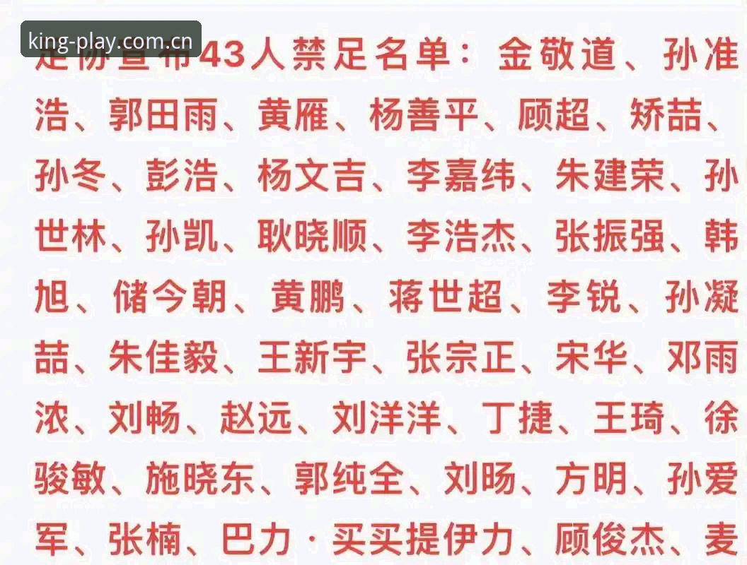 皇冠体彩官网注册怎么样 足协第三批禁足名单全面解析:17人终身禁足背后,皇冠体彩官网注册怎么样才更值得警惕?